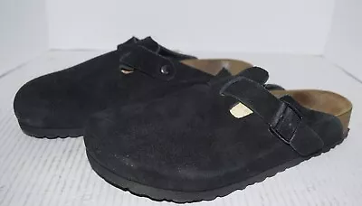 Birkenstock Boston Soft Footbed Suede Comfort Black Clogs Mules Mens Sz 9 • $99.95