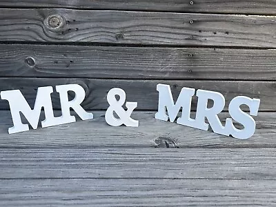  Mr & Mrs  Classic White Wooden Wedding Sign Set • $9.99