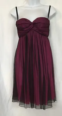 Dolce Gabbana Dress Raspberry With Black Silk Layers Gathered Bustier Size 38/XS • $199