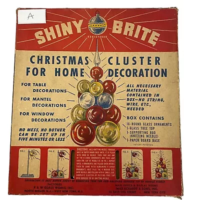 Vintage Shiny Brite Christmas Cluster Tree And Original Box Complete Tabletop A • $275