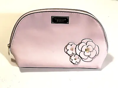 Victorias Secret Make Up Cosmetic Travel Bag Zippered Pink With Flowers • $10