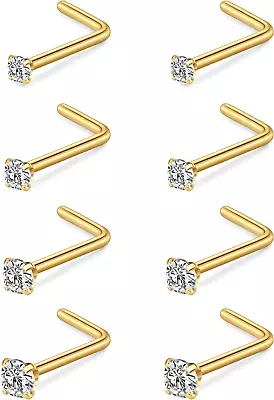 Nose Studs 20G 22G Nose Stud L Shaped Diamond Nose Rings Stud For Women Surgical • $19.99