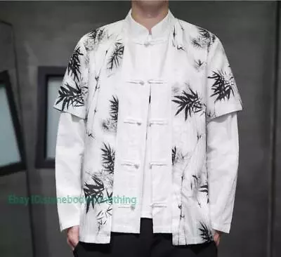 Men's Fashion Chinese Style Stand Collar Long Sleeve Loose Printed Jacket Coats_ • $52.47