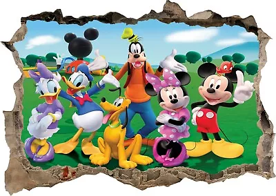 Mickey Minnie Mouse Clubhouse 3d Smashed Wall View Sticker Poster Vinyl 6-8/3 • £27.95