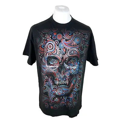 Skull T Shirt Large Graphic Paisley Pattern T Shirt Vintage Oversized T Shirt • £22.50
