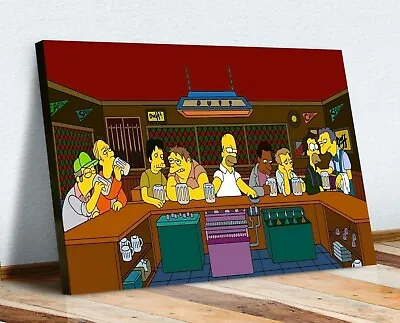 Canvas Wall Art The Simpsons Last Supper Artwork 30mm Deep Framed Print • £37.99