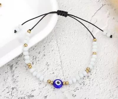 Evil Eye Rope Beaded Bracelet Nazar Mati Turkish Evil Eye Adjustable • $8.95