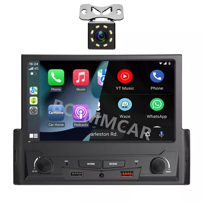 Single 1DIN 7in Car Stereo Radio Carplay Android Auto BT MP5 Player +8LED Camera • $110.89