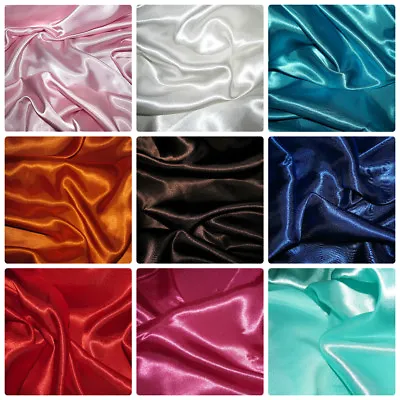 £0.99 • Buy Satin Silky Fabric Plain Dress & Craft Material 150cm Wide Free Post