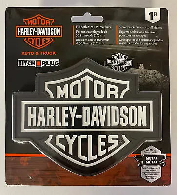 Harley Davidson Bar & Shield Black & White Hitch Plug 2  & 1.25  Receiver Plug • $33.40