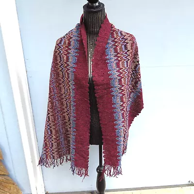 MISSONI ZIG ZAG Multicolor Wool Blend Sciarpa 18x70 Scarf Wrap Made In ITALY • $48.99