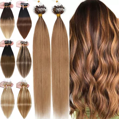 Micro Ring Beads Loop Link 100% Remy Human Hair Extensions Full Head Thick 200G • $51.58