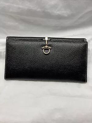 Vintage Vera Pelle BLACK Leather Clutch Wallet 7.5  X 4  • $25