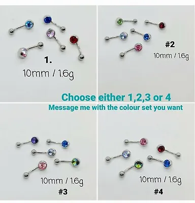 PACK OF 5 Belly Bars In Gift Bag. Navel Bars. NEW. Length 10mm / 1.6 Gauge • £7.50