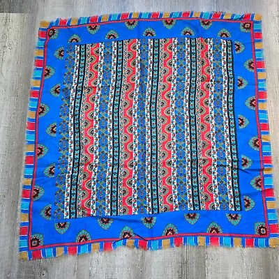 Vintage Scarf Square Baar & Beards Japan Wool Geometric Paisley Colorful 29 X 29 • $24.94