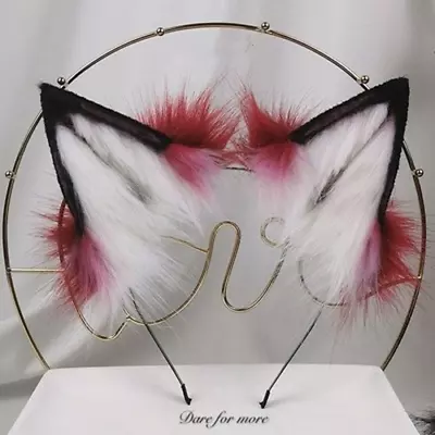 Red Blood Wolf Fox Ears Hairhoop Headband Tail Lolita Cosplay Party Costume • $180.47