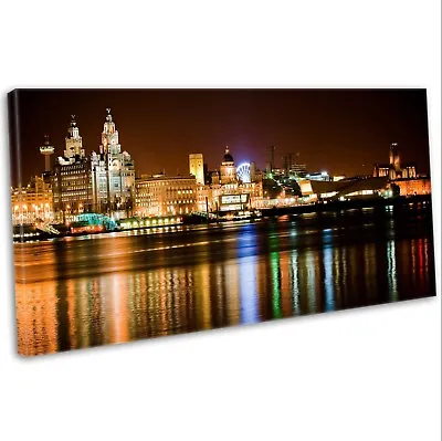 £19.99 • Buy Canvas Print Liverpool Skyline Over The Mersey Panoramic Framed Art Picture