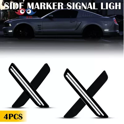 For 2010-2014 Ford Mustang Smoked Lens Front & Rear LED Side Marker Lights 4PCS • $28.99