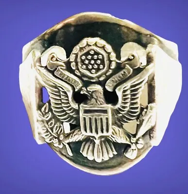 Rare Vtg Sterling Silver Army Officer Ring WWII 🇺🇸US ARMY World War 2 Eagle • $93.49