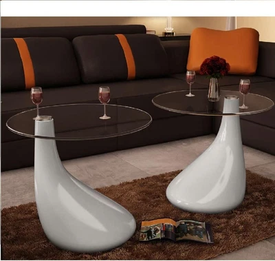 $484.12 • Buy Coffee Table With Glass Top And Teardrop Stand, Round Shape Clear Coffee Table S