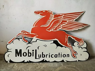 Mobil Lubrication Porcelain Enamel Sign 33 X 19.75 Inches • $123
