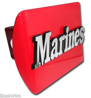 Marine Corps Marines Chrome Emblem On Red Usa Made Trailer Hitch Cover • $75.99