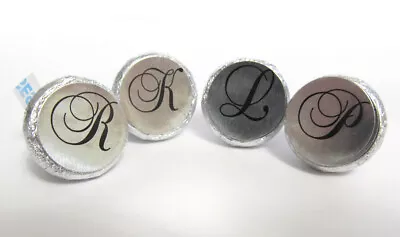 108 Script Monogram Wedding Favors SILVER FOIL Hershey Kiss Candy Wrappers • $5.75