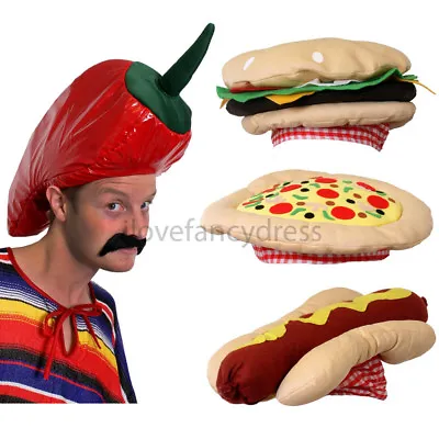 Novelty Fast Food Party Hat Chilli Burger Hot Dog Pizza Funny Chef Fancy Dress • £7.99