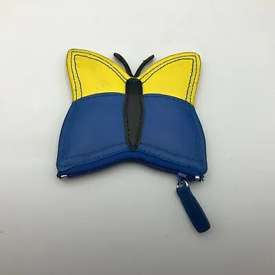 $5.17 • Buy Small Blue + Yellow Butterfly Moth Zipper Coin Purse C9 