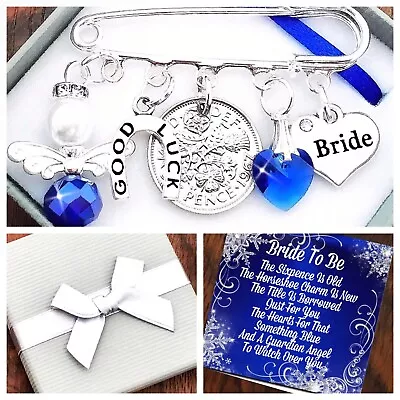 £4.95 • Buy LUCKY SIXPENCE WEDDING,BRIDE Kilt Pin CHARM, KEEPSAKE GIFT, Gift Box & Card