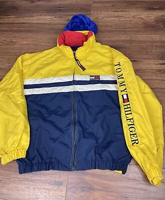 Tommy Hilfiger Jacket YOUTH XL Vintage Windbreaker Coat Men’s Small Spell Out • $39.99