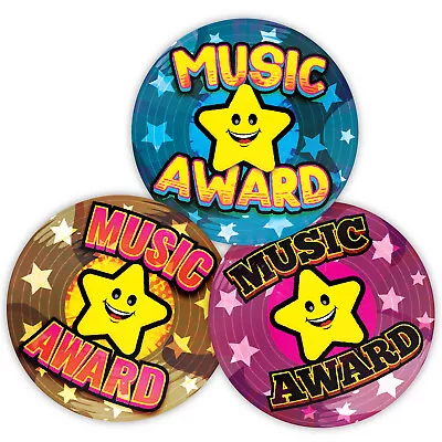 144 Music Star Sticker Award Well Done 30mm School Teacher Rewards Rainbow • £2.99