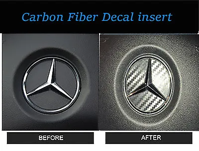 2 Steering Wheel Center Logo Carbon Fiber Insert Sticker Mercedes Benz 2015-2018 • $12.85