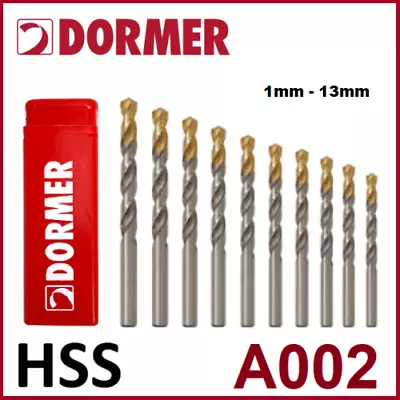 DORMER A002 HSS Tin Coated Jobber Drills - Metric - High Speed Steel Twist Bits • £14.52