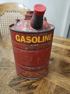 Vintage Galvanized Metal Gas Can One Gallon  9  Antique Farm Car Red Old • $15