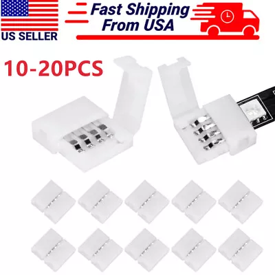 10pcs 10mm 4-pin Solderless Clip Coupler Connector For 5050 RGB LED Strip Light • $5.99