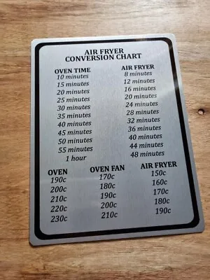 £4.99 • Buy Air Fryer Conversion Chart Cooking Times Temp Oven Kitchen UK Chrome Metal Sign