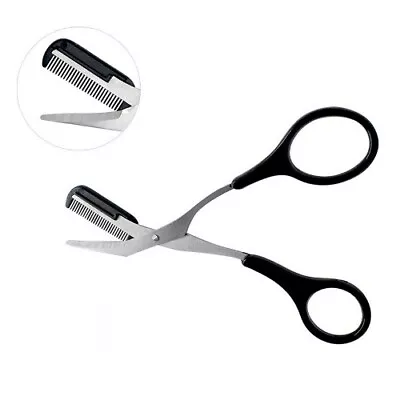 Men Grooming Eyebrow Trimmer Scissors With Comb Shaper • £3.75