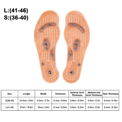 1Pair Sole Acupressure Magnetic Massage Weight Loss Therapy Slimming Insoles L • £4.87