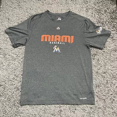 Miami Marlins Shirt Adult Medium Gray Florida Baseball Short Sleeve Mens • $14.99