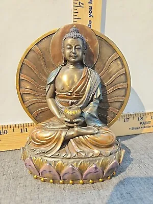 BUDDHA STATUE 6  Meditating Bronze Resin Buddhist - 2004 • $32.99