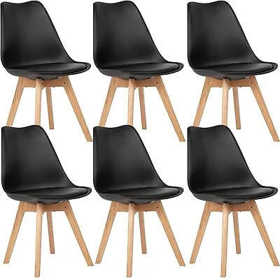 £189.99 • Buy Set Of 6 Padded Vintage Retro Design Living Room Café Scandinavian Dining Chairs