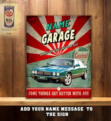 Personalised Jaguar XJ8 Garage Workshop Shed Vintage Metal Wall Sign Gift CS15 • £11.95