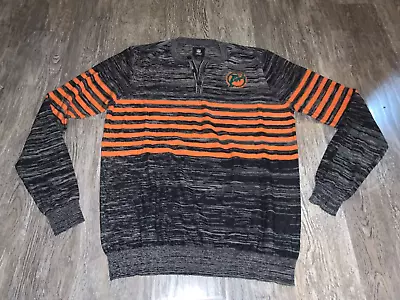 Miami Dolphins Gray Striped Henley Sweater Large NFL Team Apparel • $39.99