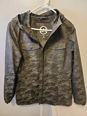 Michael Kors Hooded Camo Anorak Zip Jacket Size Medium Black Camo  • $39.99