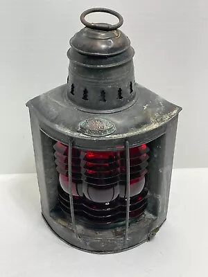 Triplex Marine Oil Lantern Patented 1910 Red Lens Geo. Carpenter Ship Maritime • $140