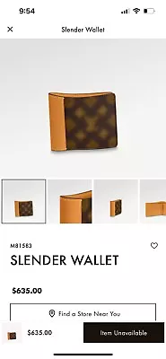 $525 • Buy Louis Vuitton Mens Slender Wallet M81583 Brand New