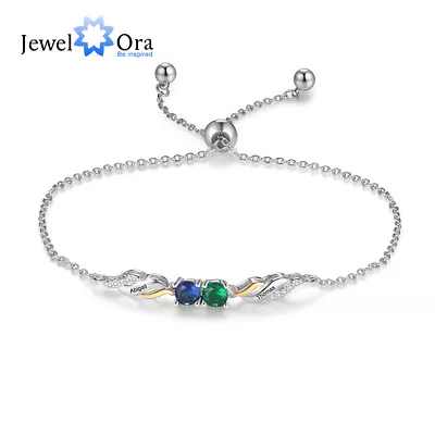 Personalized Women Wings Charm Bracelet 2 Name Birthstone Jewelry Birthday Gift • $11.91