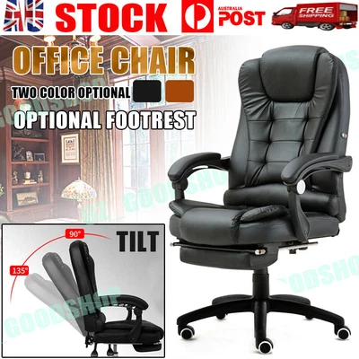 $123.88 • Buy Deluxe Office Chair Executive Recliner Computer Gaming Seat Premium PU Leather