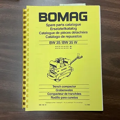 $59.99 • Buy Bomag BW35/W VIB ROLLER PARTS MANUAL CATALOG BOOK LIST Trench Compactor GUIDE